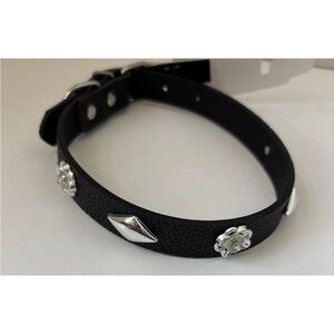 Rolled Leather Dog Collar Pets World Adjustable Collar Black Color L-18 Inches